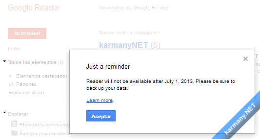 Google Reader reminder