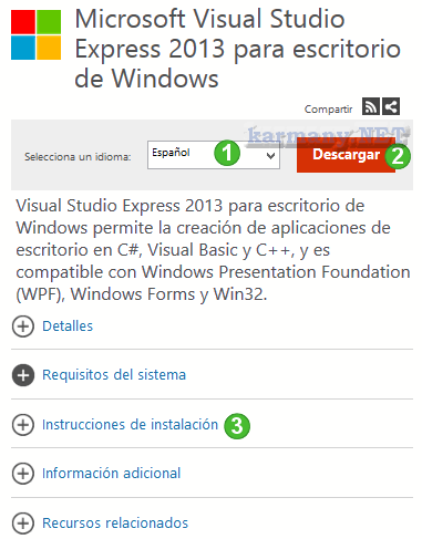 Descarga Visual Studio Express 2013