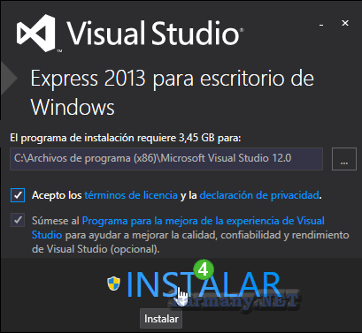 Instalar Visual Studio Express 2013