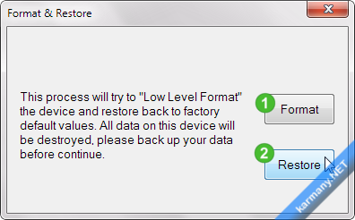 Format and Restore, interfaz gráfica
