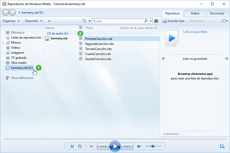 Seleccionar CD audio