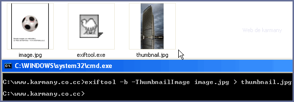 ExifTool - ejecutado extraer thumbnail
