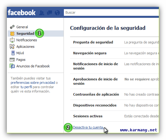 Configuración cuenta Facebook