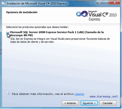 VC# - instalar sql 2008