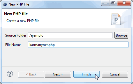 Crear nuevo archivo php
